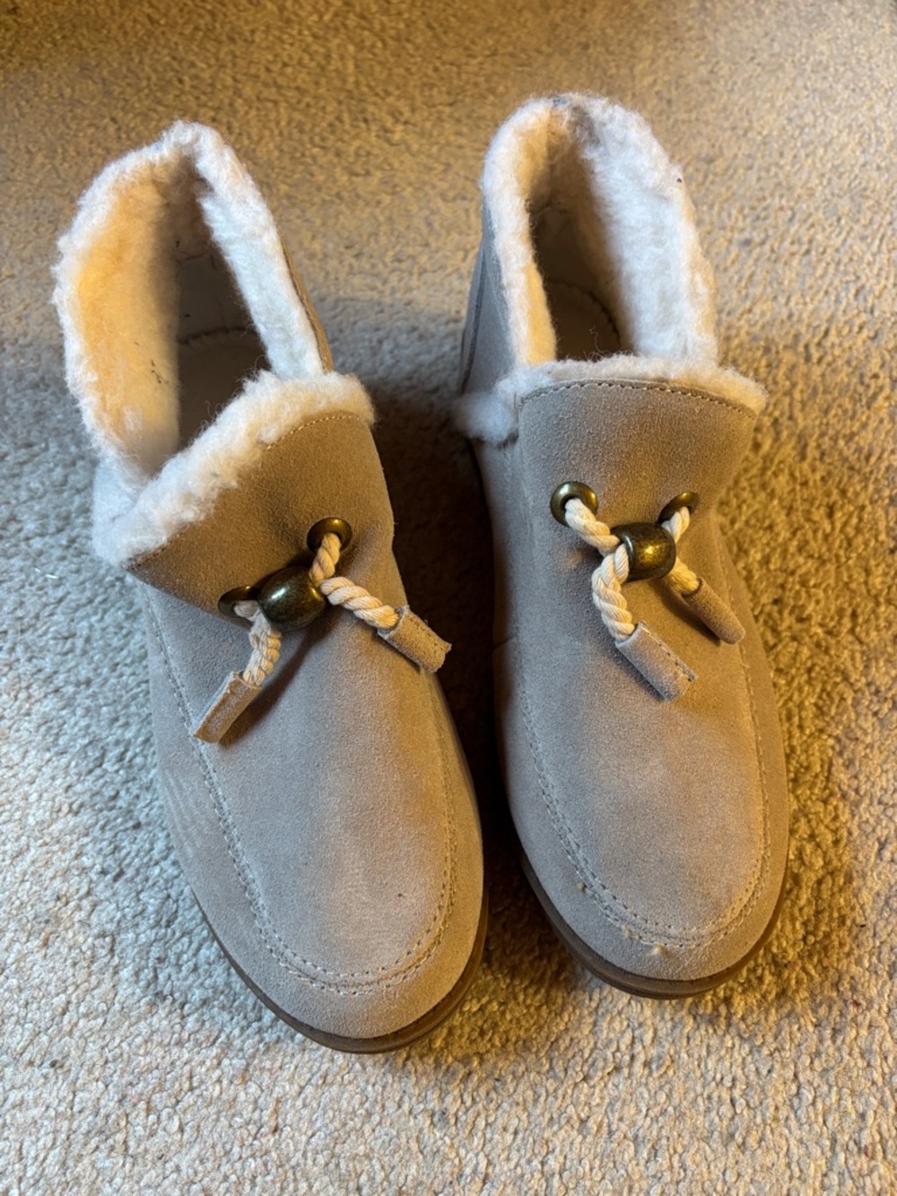Muk-Luka suede Fur-Lined Slip-On Shoes